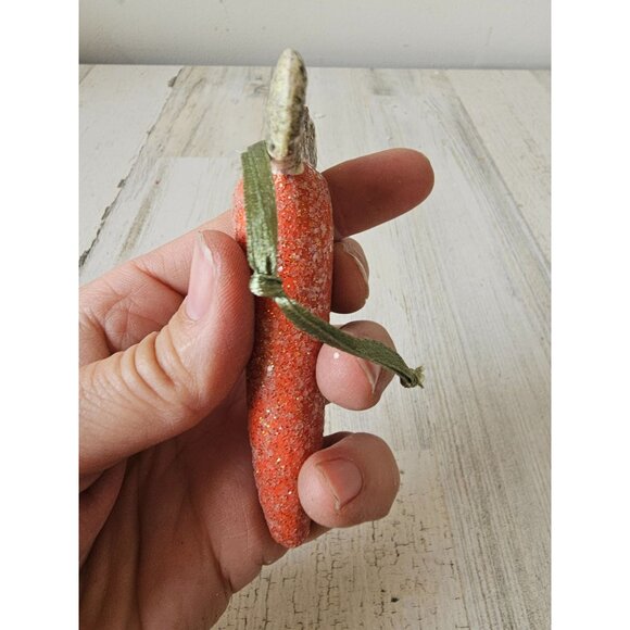 Plaster Easter carrot ornament glitter shabby chic as is tree spring decor - Picture 5 of 9